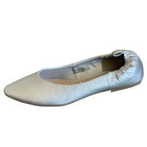 NORDSTROM RACK Metallic Silver Kendall Faux-Leather Ballet Flats Size 7